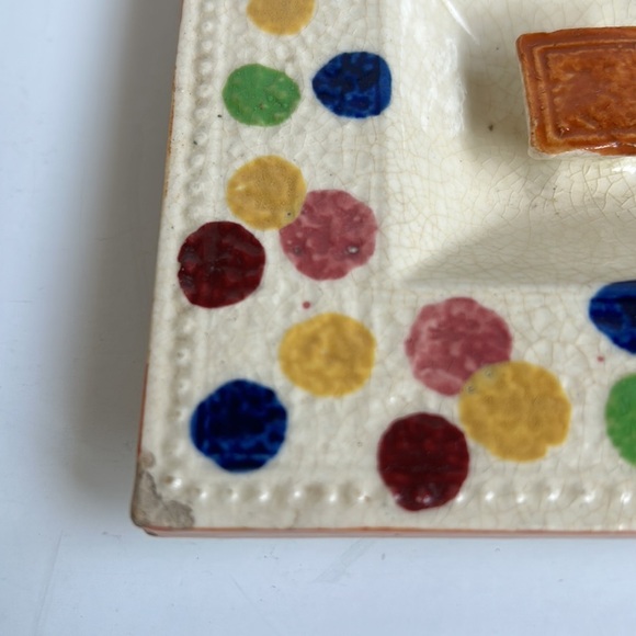 Vintage Revelation Japan cream polka dot rectangular canister w lid cookie jar - Picture 9 of 16